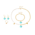 Ocean Vacation Style Colorful 4 Piece Earrings Necklace Bracelet Ring Jewelry Set view 5