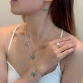 Ocean Vacation Style Colorful 4 Piece Earrings Necklace Bracelet Ring Jewelry Set view 3