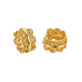 18K Gold Plated Copper Zircon Hollow Lace Round Court Style Ear Cuff Earrings view 5
