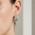 18K Gold Plated Copper Zircon Hollow Lace Round Court Style Ear Cuff Earrings view 4