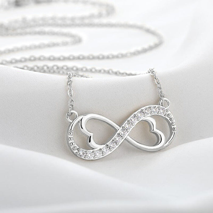 Infinity Loop Heart Necklace For Women, Korean Style O Chain Choker With Extension Tail Chain