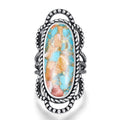 Retro Bohemian Metal Twist Edge Faux Stone Pattern Ring, Ethnic Style Hand Jewelry For Women view 2