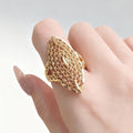 Metal Palace Style Hollow Ring For Women, Marquise Triangle Arrangement French Fashion Jewelry view 3