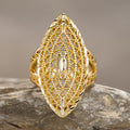 Metal Palace Style Hollow Ring For Women, Marquise Triangle Arrangement French Fashion Jewelry view 5