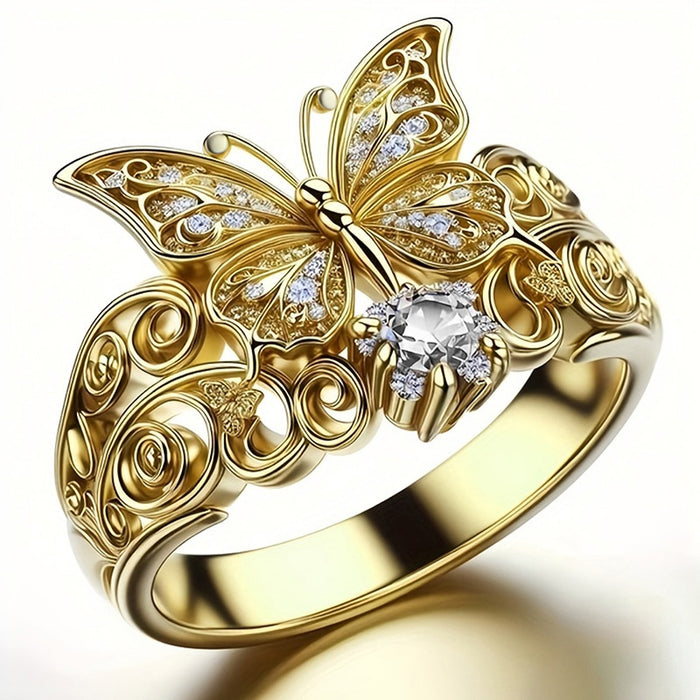 Women's Court Princess Fairy Butterfly Ring Lolita Style Dress Matching Fashion Finger Jewelry