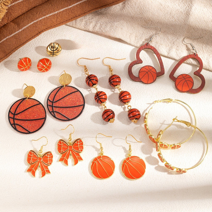 Sport Style Mini Basketball Drop Earrings Fashion Personality Lightweight Ear Jewelry