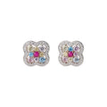 Gold Plated Zircon Flower Pendant Drop Earrings With Sterling Silver Posts, Light Luxury Style view 5
