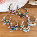 Silver Needle Artificial Crystal Woven Round Hoop Earrings Colorful Vacation Style Jewelry view 4
