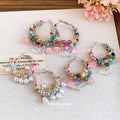 Silver Needle Artificial Crystal Woven Round Hoop Earrings Colorful Vacation Style Jewelry view 2