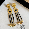 Vintage Palace Style Glass Round Portrait Tassel Drop Earrings With Silver Needle Studs view 4