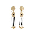 Vintage Palace Style Glass Round Portrait Tassel Drop Earrings With Silver Needle Studs view 5
