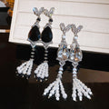 French Vintage Rhinestone Teardrop Faux Pearl Stud Earrings For Elegant Evening Dresses view 2