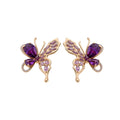 Copper Zircon Hollow Butterfly Stud Earrings And Ring Jewelry Set For Women Light Luxury Style view 5