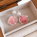 French Style Floral Faux Pearl Stud Earrings Sweet Delicate Flower Design Fashion Ear Jewelry view 4