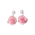 French Style Floral Faux Pearl Stud Earrings Sweet Delicate Flower Design Fashion Ear Jewelry view 5