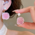 French Style Floral Faux Pearl Stud Earrings Sweet Delicate Flower Design Fashion Ear Jewelry view 1