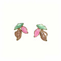 Elegant Tri Color Enamel Leaf Stud Earrings For Women Gold Tone Alloy Unique Fresh Statement Earrings view 5