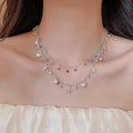Shimmering Rhinestone Shell Starfish Alloy Necklace For Women Island Vacation Collarbone Chain view 3