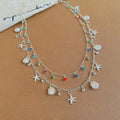 Shimmering Rhinestone Shell Starfish Alloy Necklace For Women Island Vacation Collarbone Chain view 2
