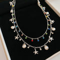Shimmering Rhinestone Shell Starfish Alloy Necklace For Women Island Vacation Collarbone Chain view 4