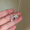 Korean Style Copper Floral Tassel Necklace for Women, Minimalist Light Luxury Clavicle Jewelry view 4