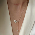 Korean Style Copper Floral Tassel Necklace for Women, Minimalist Light Luxury Clavicle Jewelry view 1