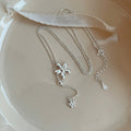 Korean Style Copper Floral Tassel Necklace for Women, Minimalist Light Luxury Clavicle Jewelry view 2