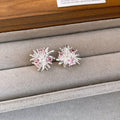 Light Luxury Copper Firework Flower Square Sugar Stud Earrings For Women view 4