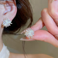 Light Luxury Copper Firework Flower Square Sugar Stud Earrings For Women view 3