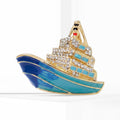 Metal Alloy Enamel Sailboat Brooch Pin For Women's Apparel Decoration view 2