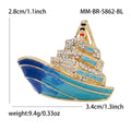 Metal Alloy Enamel Sailboat Brooch Pin For Women's Apparel Decoration view 5