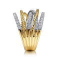 Two Tone Spiral Twist Braided Ring For Women, Light Luxury Thin Edge Electroplated Metal Jewelry view 3