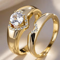 Princess Heart Four Prong Couple Rings, Light Luxury Geometric Fashion Jewelry view 1