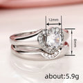 Princess Heart Four Prong Couple Rings, Light Luxury Geometric Fashion Jewelry view 4