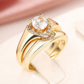 Princess Heart Four Prong Couple Rings, Light Luxury Geometric Fashion Jewelry view 3