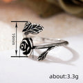 Women's Vintage Rose Flower Oil Painting Ring Adjustable Open Band Minimalist Jewelry view 4