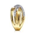Two Tone X Cross Ring For Women, Light Luxury Minimalist European Style Fashion Jewelry view 3