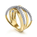 Two Tone X Cross Ring For Women, Light Luxury Minimalist European Style Fashion Jewelry view 2