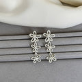 French Style Silver Tone Hollow Flower Copper Stud Earrings For Women, Fashion OL Floral Jewelry view 4