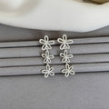 French Style Silver Tone Hollow Flower Copper Stud Earrings For Women, Fashion OL Floral Jewelry view 2
