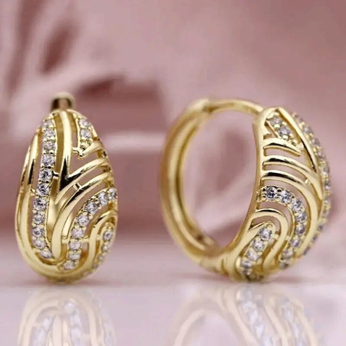 Geometric Hollow Pattern Zircon Ear Cuffs, Niche Totem Fine Earrings For Women Jewelry