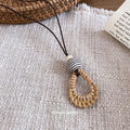 Vintage Bohemian Woven Resin Beaded Geometric Pendant Necklace For Women Vacation Style Collarbone Jewelry view 4