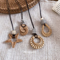 Vintage Bohemian Woven Resin Beaded Geometric Pendant Necklace For Women Vacation Style Collarbone Jewelry view 2