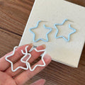 Blue Hollow Star Iron Hoop Earrings For Women Minimalist Fashion OL Photo Jewelry view 2