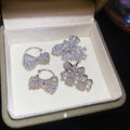 Light Luxury Copper Zircon Flower Bow Clip-on Earrings For Women No Piercing Ear Cuffs view 2