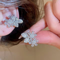 Light Luxury Copper Zircon Flower Bow Clip-on Earrings For Women No Piercing Ear Cuffs view 3