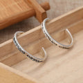 Bohemian Feather Hoop Earrings, Vintage Plant Pattern Round Ethnic Style Earrings For Women view 3