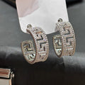 Niche Full Rhinestone Greek Key C Shaped Ear Cuff Light Luxury Commuter Earrings view 1