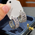 Niche Full Rhinestone Greek Key C Shaped Ear Cuff Light Luxury Commuter Earrings view 2