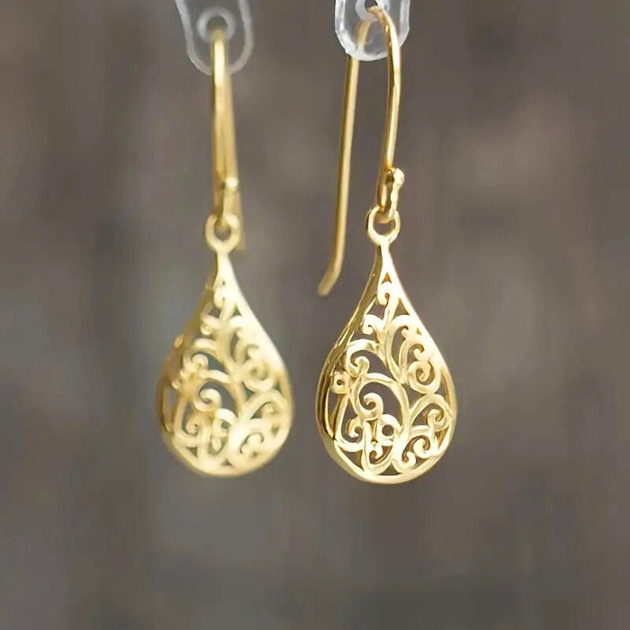 Vintage Creative Hollow Pattern Pendant Earrings Simple Fashion Personality Drop Ear Jewelry